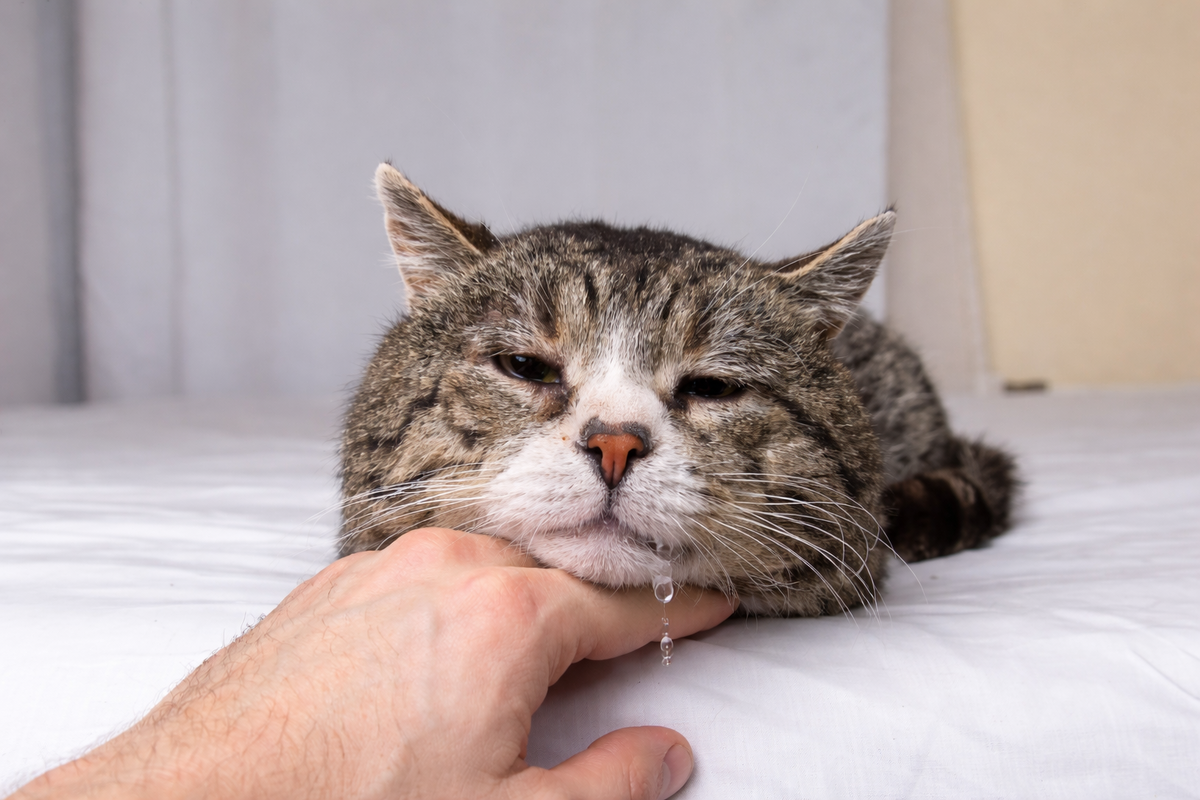 Кошка пускает слюни, когда ее гладишь