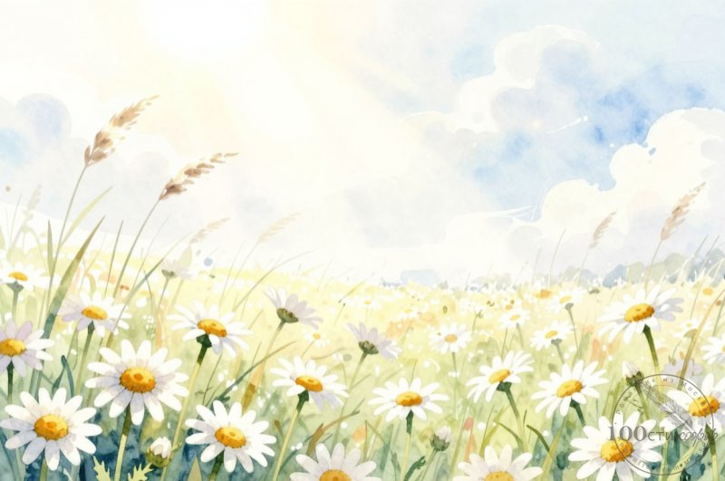 ромашки в поле