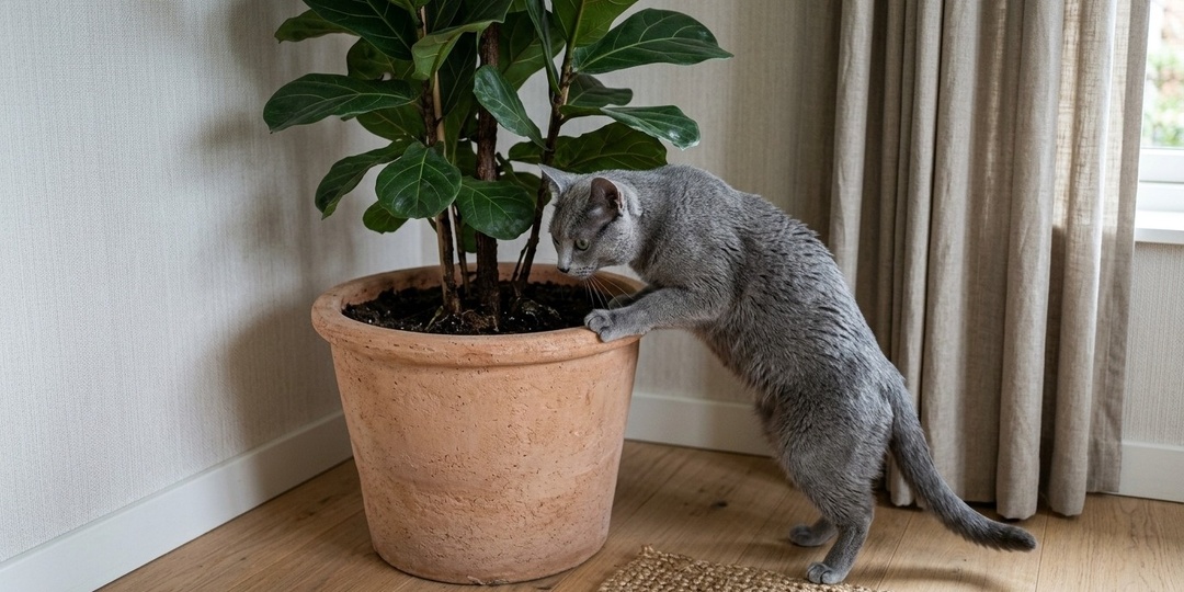 Как кот Вася месяц гадил в горшок с фикусом, пока хозяева не поняли причину