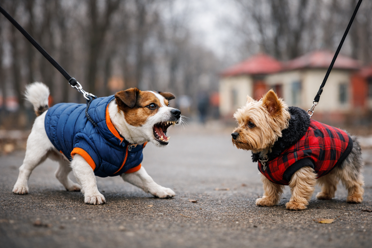 Собака агрессивно реагирует на собаку