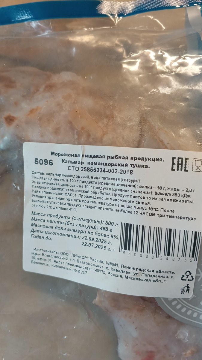 фото автора: кальмары в заморозке