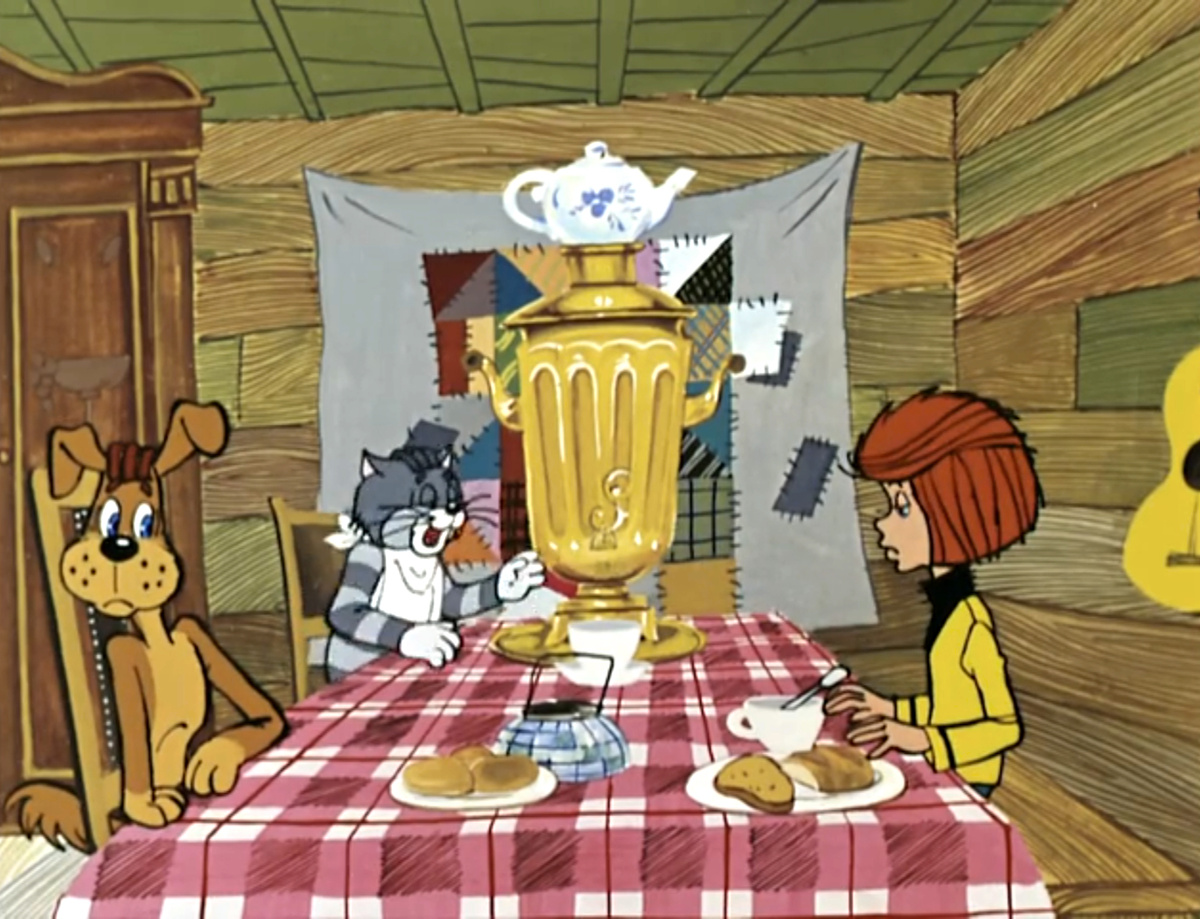 Кадр из мультфильма "Каникулы в Простоквашино”, 1980 г., режиссер Владимир Попов, сценарист Эдуард Успенский, художники Левон Хачатрян, Аркадий Шер, композитор Евгений Крылатов (скриншот) 