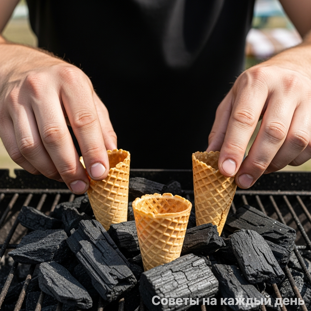 Правильная расстановка стаканчиков создает идеальную тягу для розжига.
