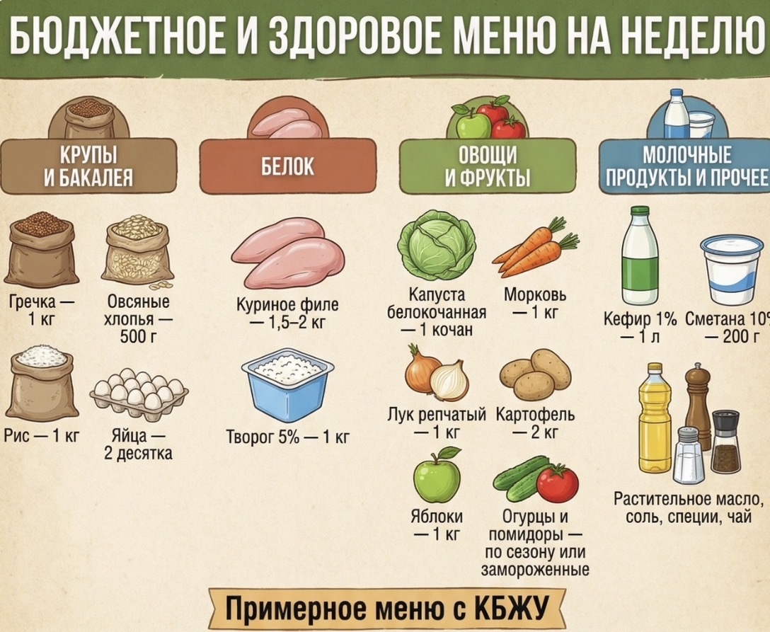 Продукты для составления плана питания
