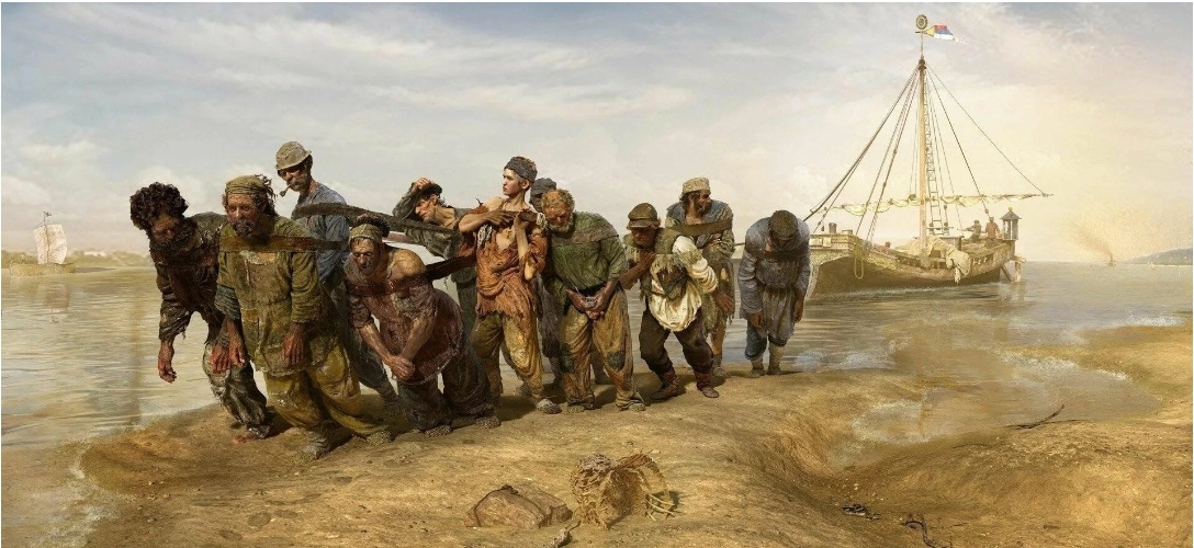 Репин И. Е. Бурлаки на Волге.