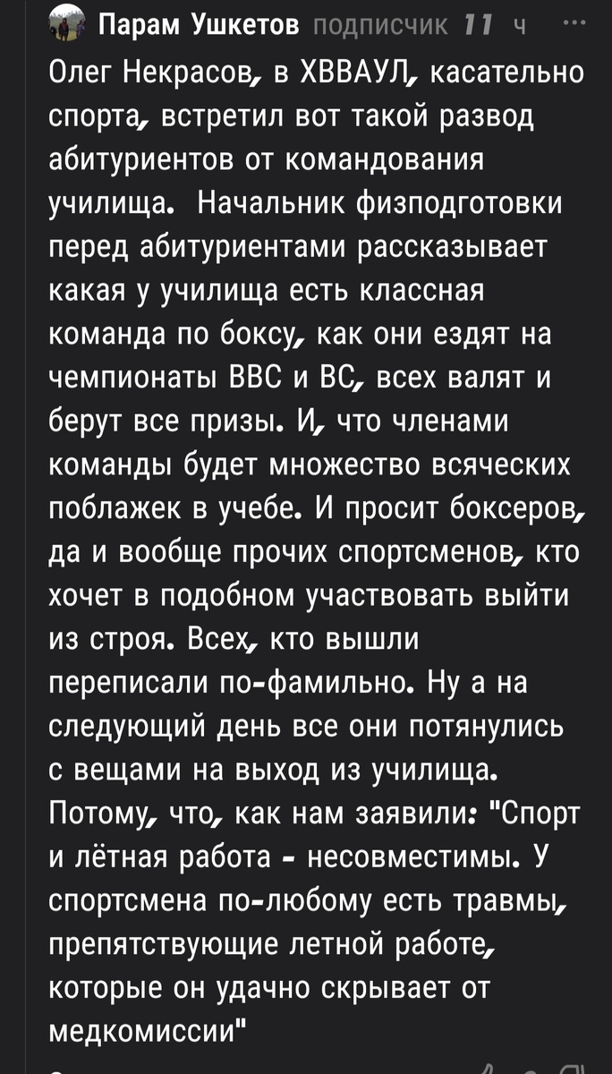 Рассказ читателя. Скрин. 