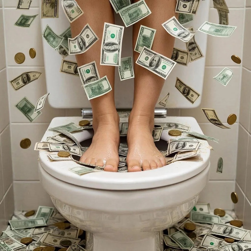 Ритуал с ногами в унитазе.