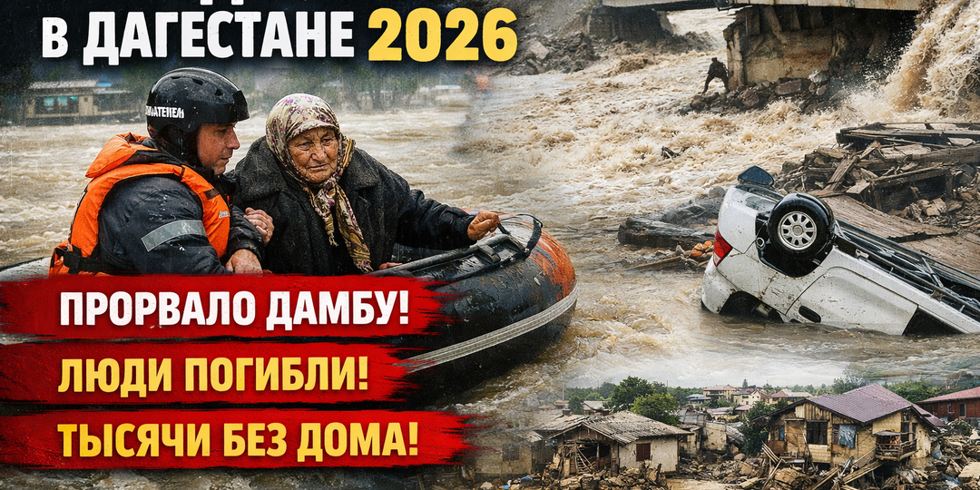 Наводнение в Дагестане 2026: прорвало дамбу, гибнут люди, тысячи остались без жилья.