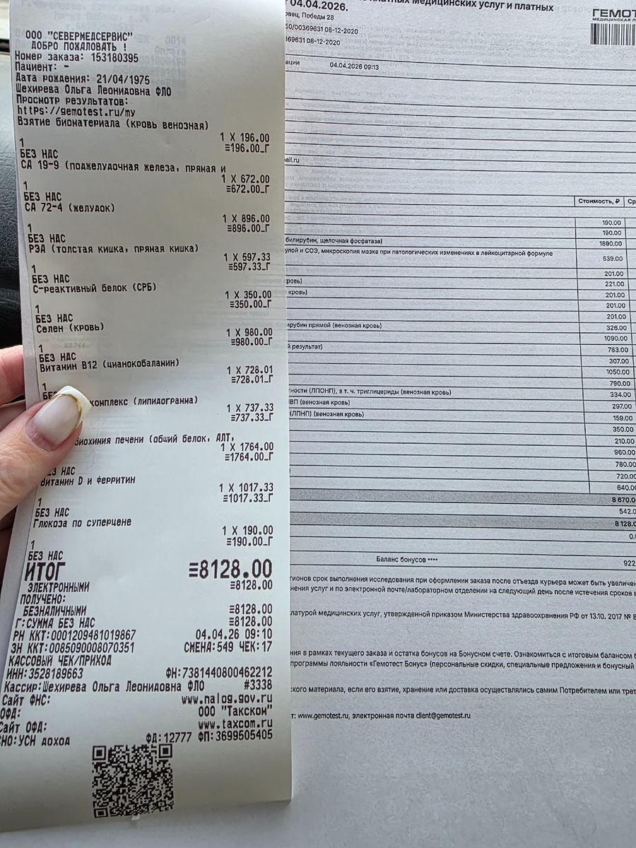 Стоимость анализов с моей скидкой