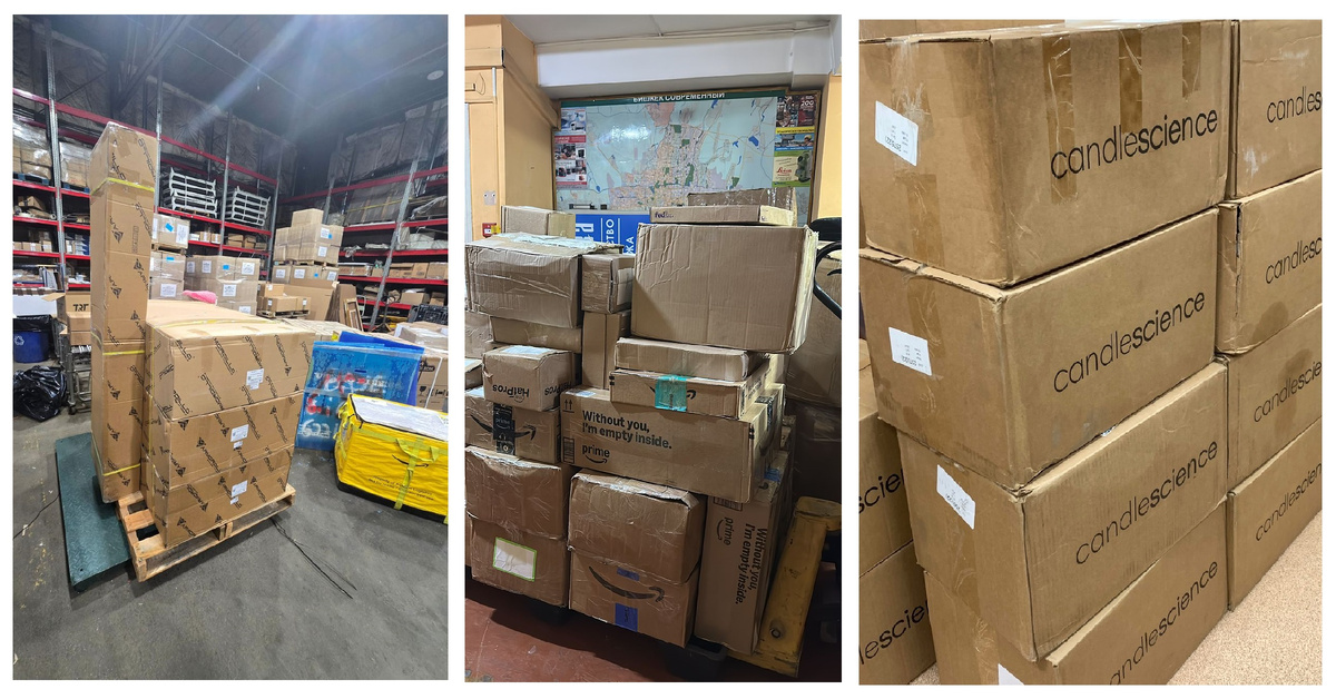 Разные посылки в офисе и на складе кыргызского партнёра