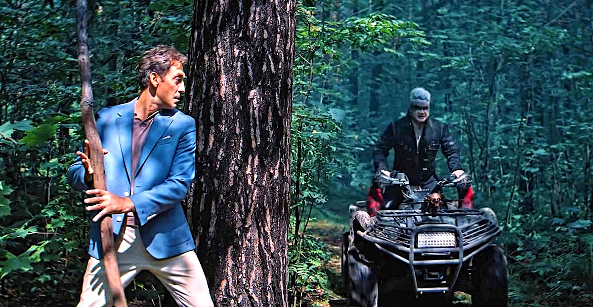 Тест на знание русского языка для выпускников СШ-2026: "Что такое "орясина": 1) место действия этой сцены; 2) то, за чем прячется герой слева; 3) то, что у него в руках; 4) лицо его противника?