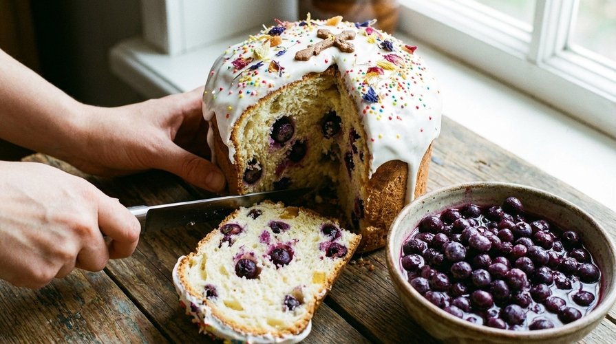 Кулич с черникой и лимоном|Полное лукошко