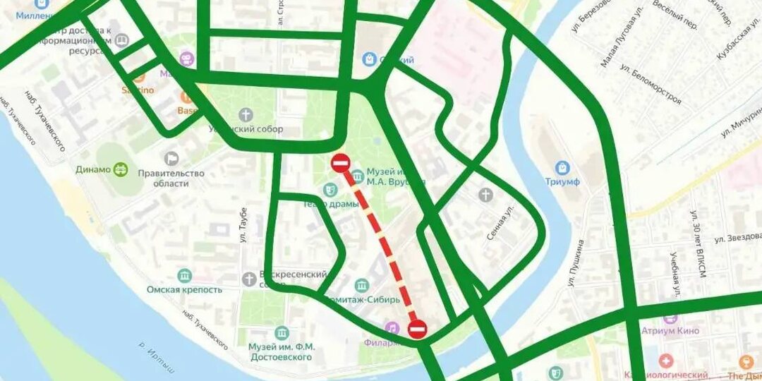 В Омске на майских праздниках закроют для транспорта улицу Ленина