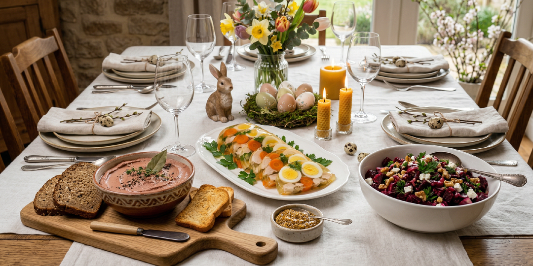 За 200 рублей готовлю закусочный стол к Пасхе на шестерых: паштет из печени, заливное и салат