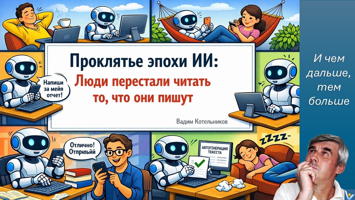 Проклятье эпохи искусственного интеллекта (ИИ): Люди перестали читать то, что они пишут. Вадим Котельников