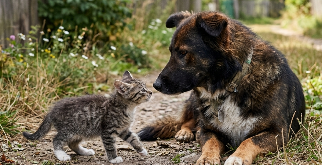 Наш кот подружился с собакой, которая никого не подпускала