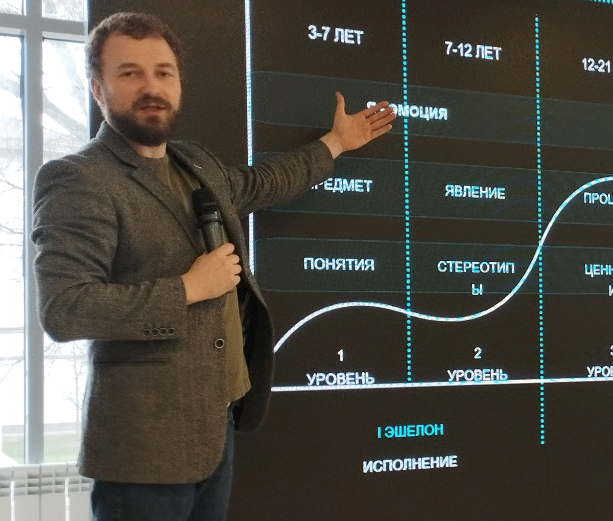Михаил Канавцев выступает перед участниками окружной школы национального блогера. Фото Светланы КИЛБА.