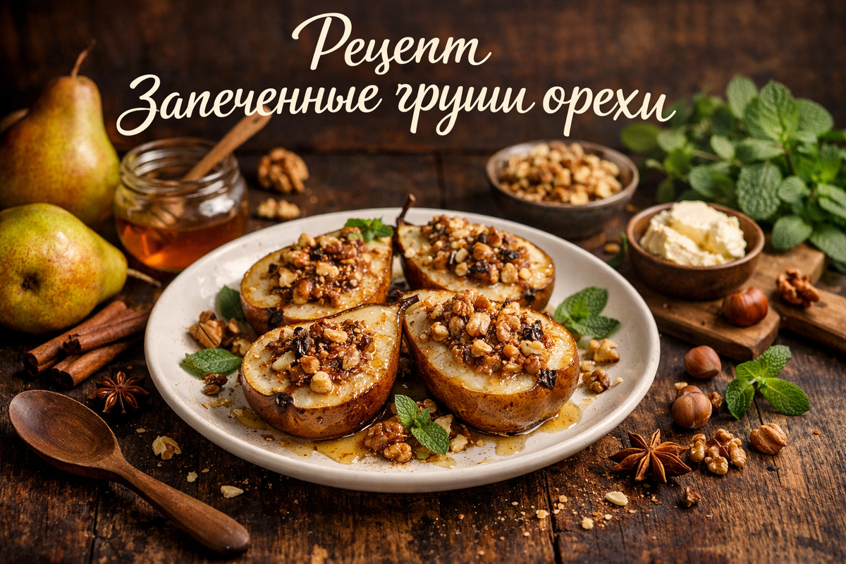 Запеченные груши с орехами 