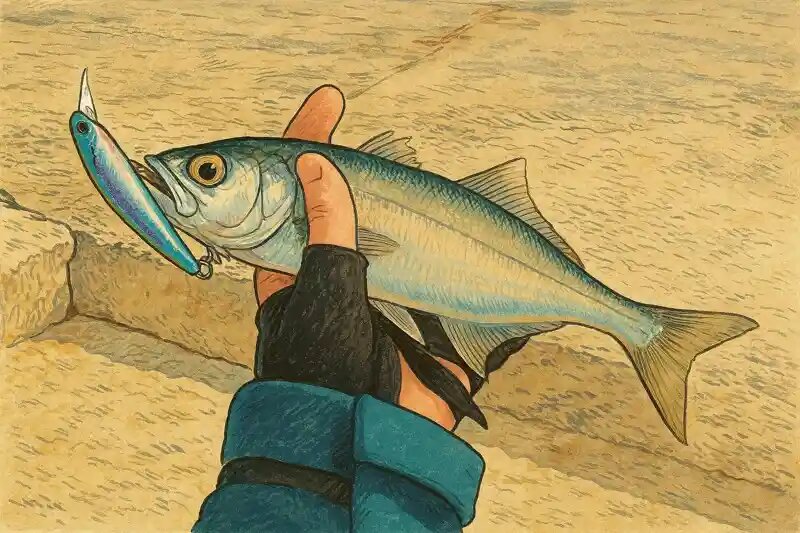 Луфарь, пойманный в декабре у берегов Севастополя. Хищник ещё активен в начале зимы