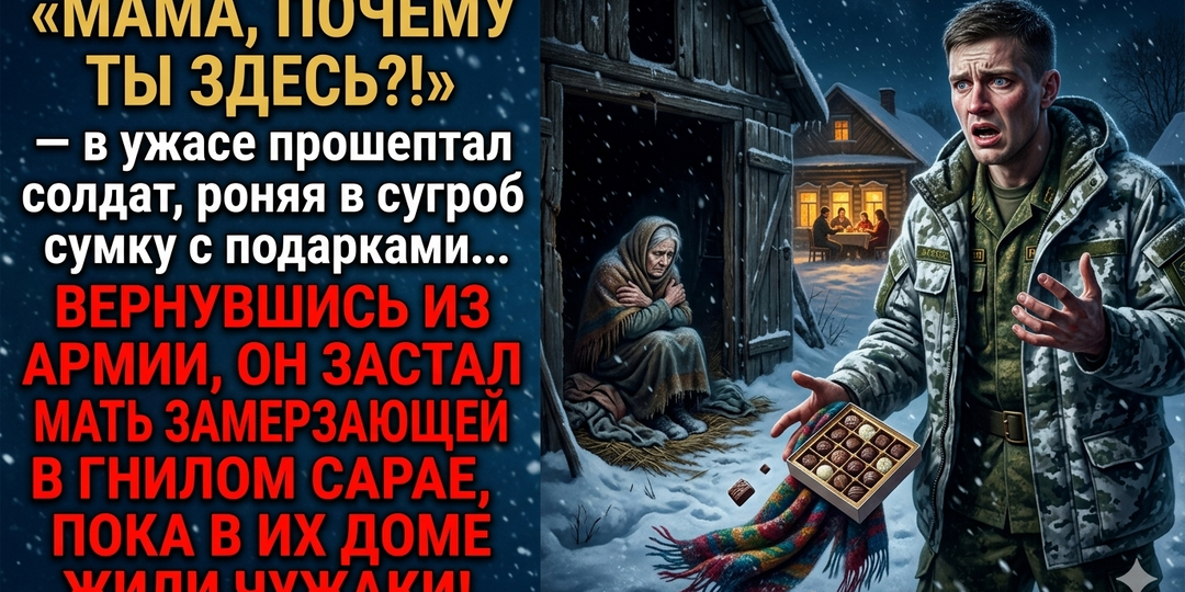 «Мама, почему ты на морозе?!» Он вернулся домой после службы, но то, что он увидел в старом сарае, заставило его поседеть за секунду