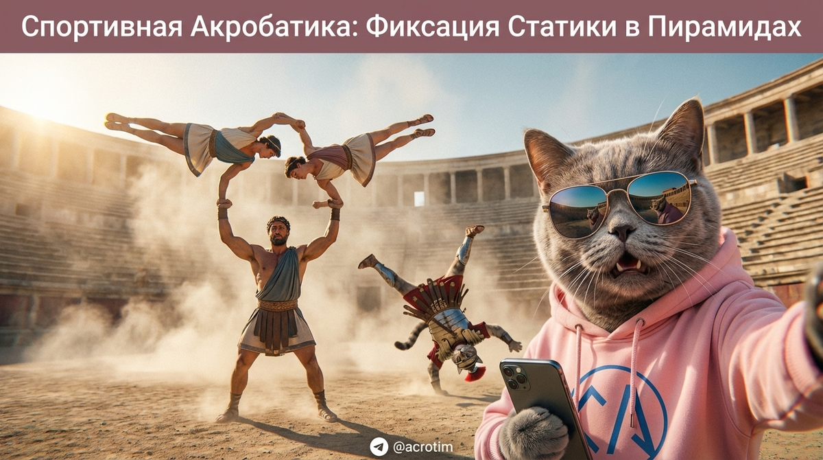    Идеальное удержание баланса и статики в акробатической пирамиде Тренер