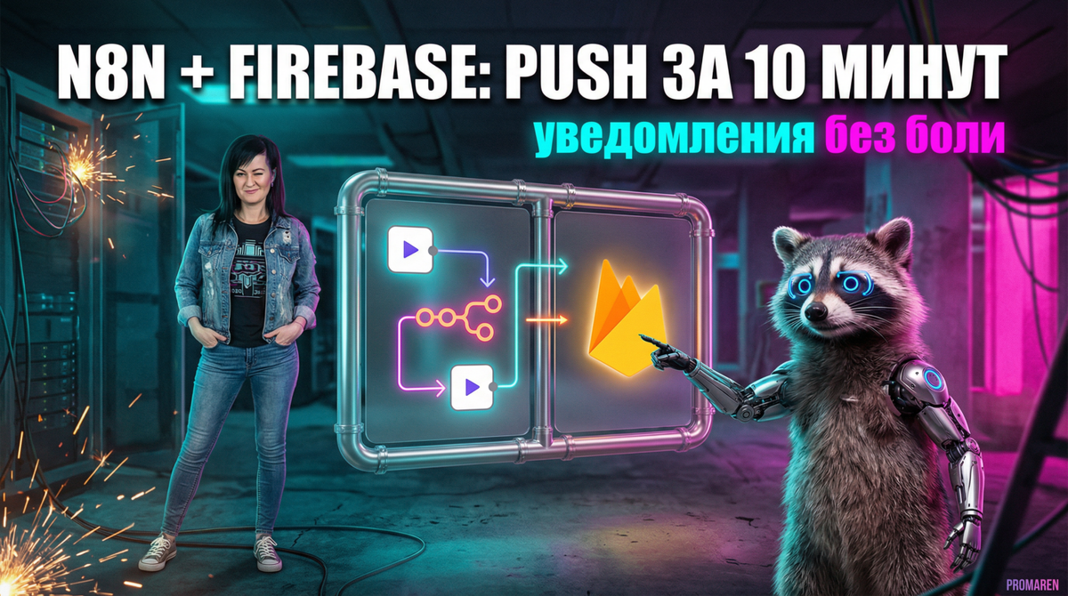    n8n и Firebase рассылают push-уведомления на iOS и Android — базовая схема настраивается за 10 минут | Марина Погодина, PROMAREN Марина Погодина