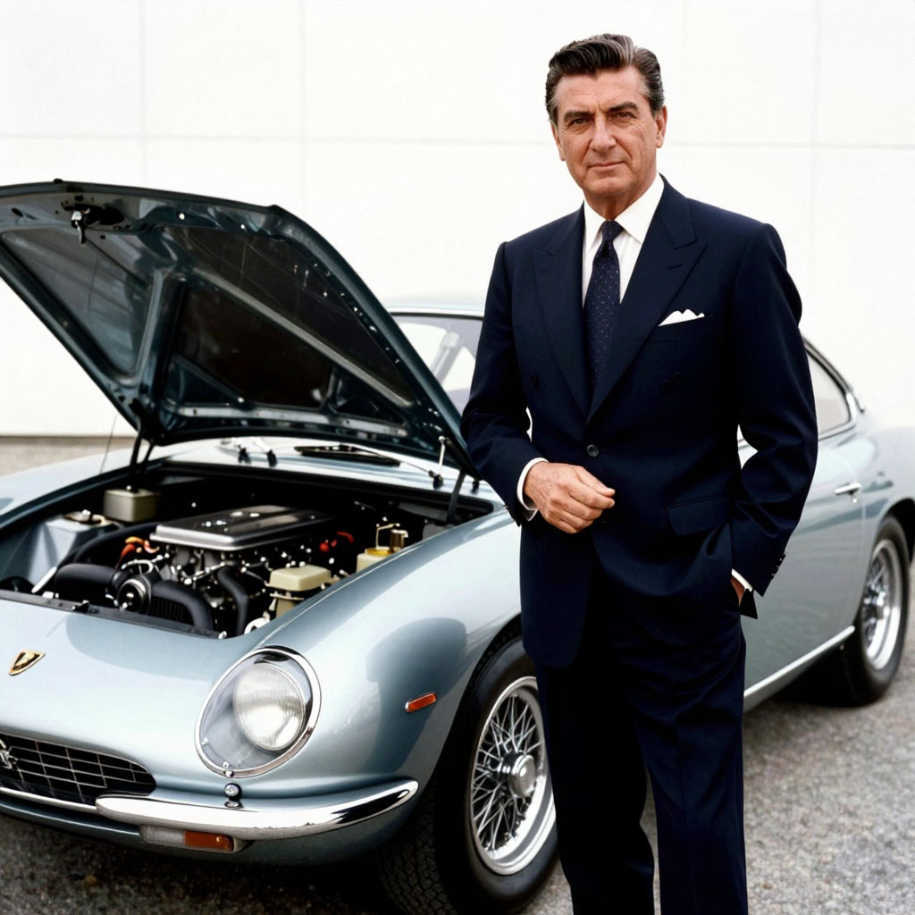 фото Ферруччо Ламборгини рядом с первым прототипом 350 GTV