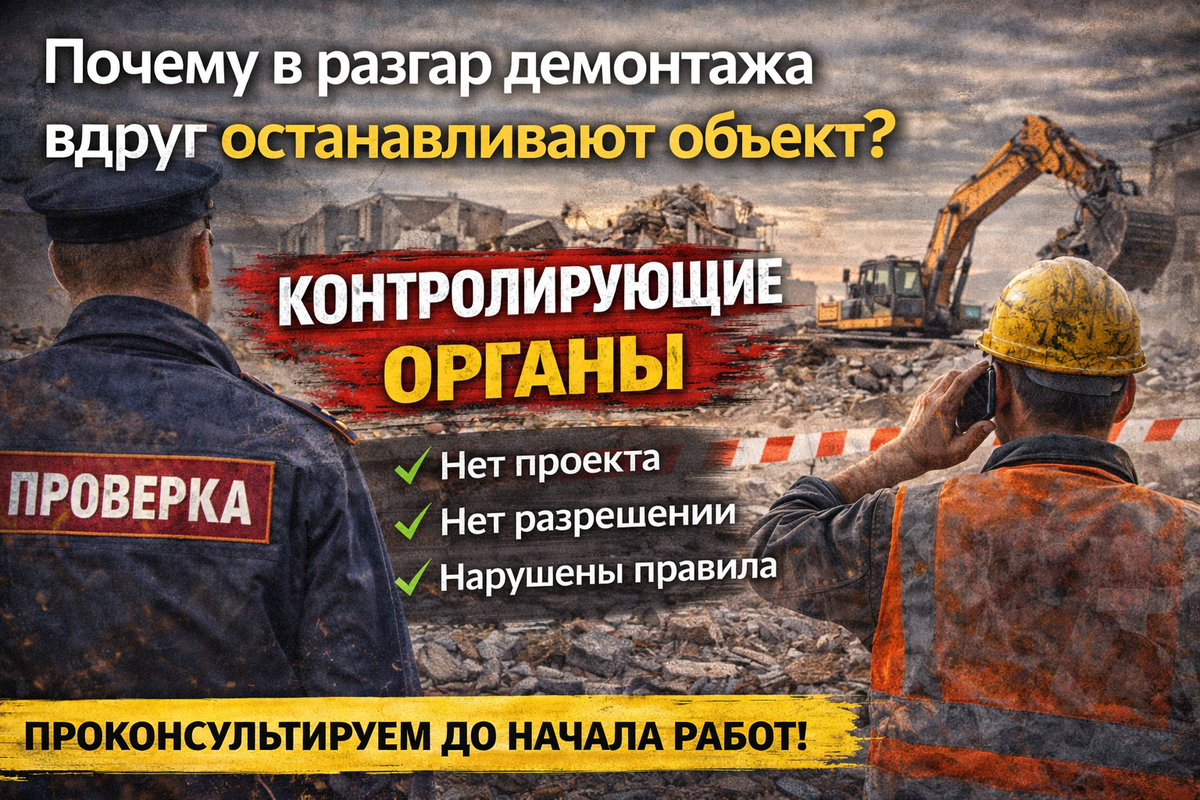Почему демонтаж зданий и сооружений могут остановить контролирующие органы