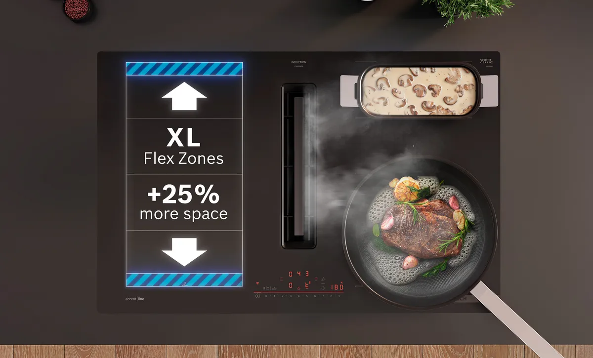 Фото: Индукционные варочные панели с интегрированной вытяжкой Bosch