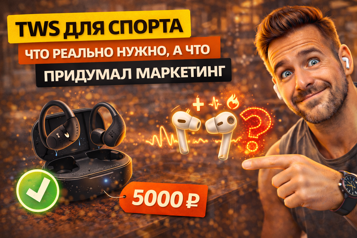 TWS-наушники для спорта: что реально нужно бегунам и атлетам? Разбираем маркетинговые мифы и топ-функции без воды. Выбирай умно!
