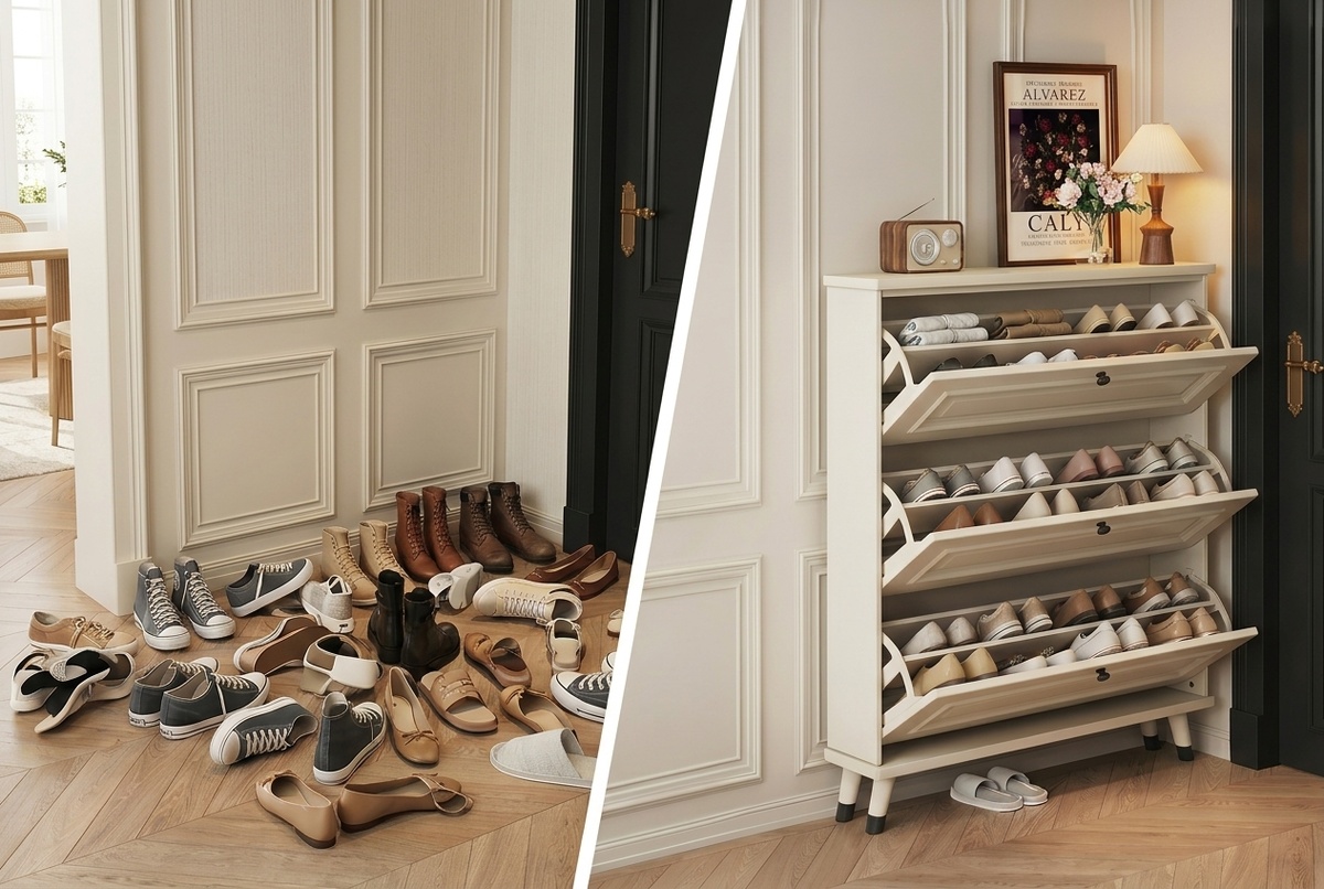 Прихожая без горы обуви: компактные решения для хранения
