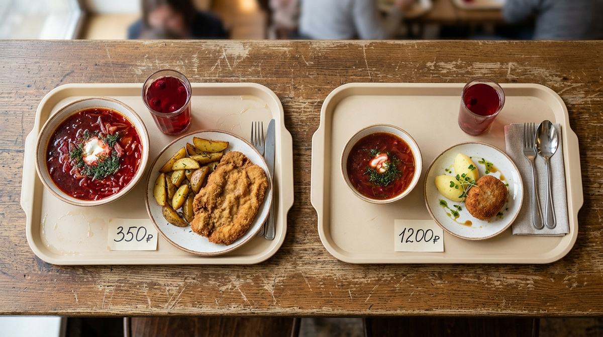 Сколько стоит обед на двоих в России в 2026 — сравнение 10 городов 