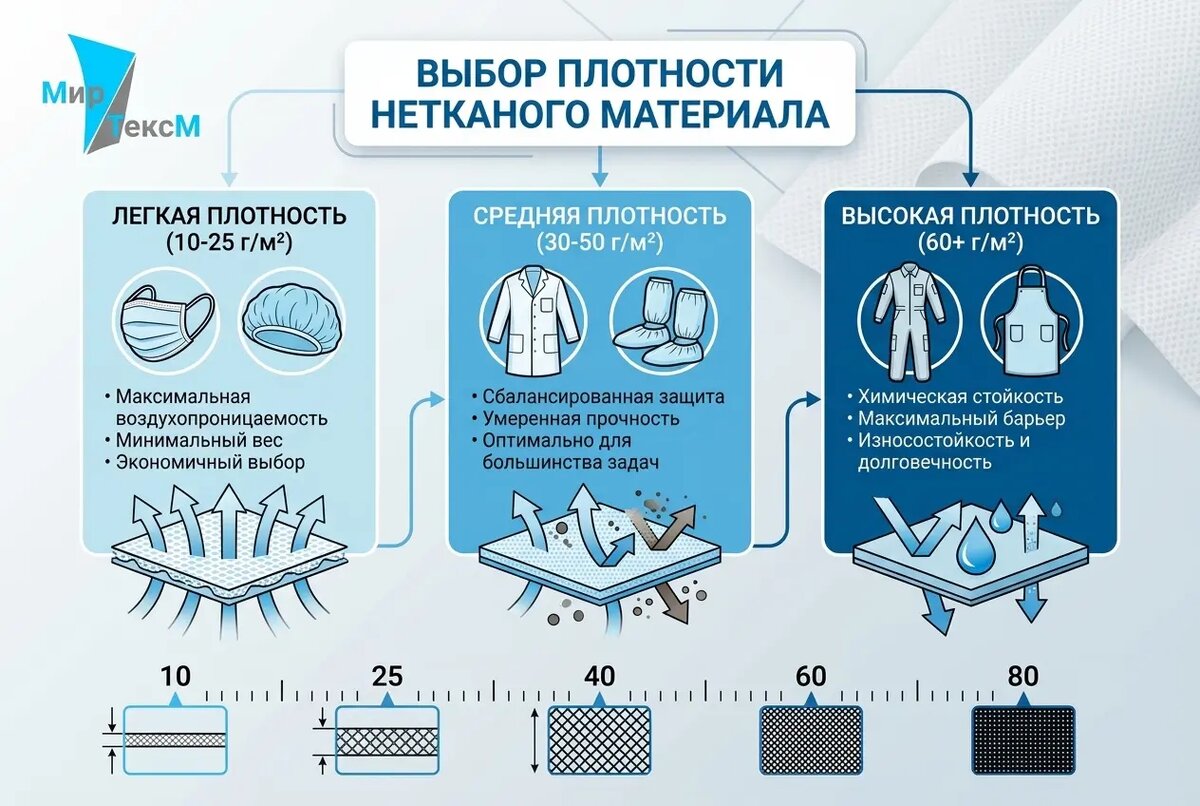 Особенности разной плотности для материалов спецодежды