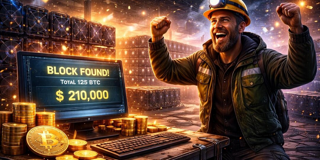 💰 Соло-майнер добыл блок биткоина и заработал ~$210 000