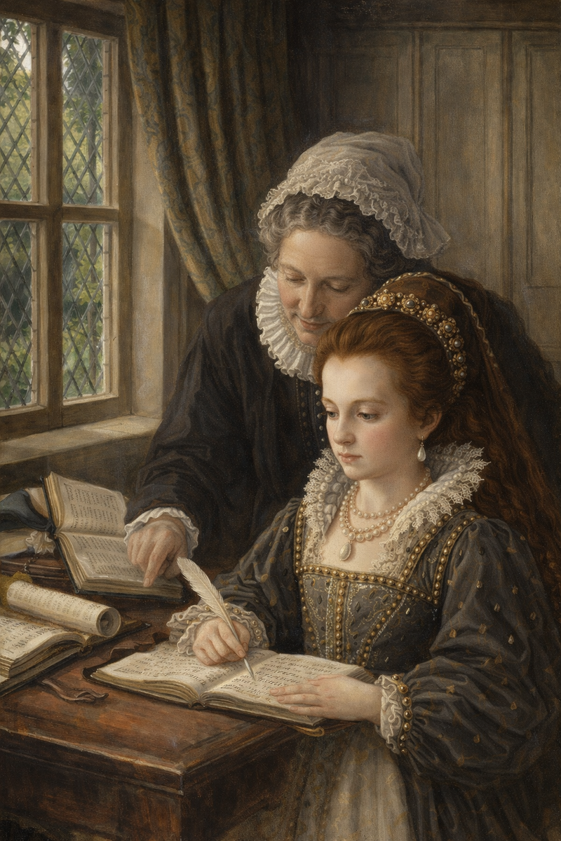 Маленькая Арабелла за занятиями. Создано ИИ