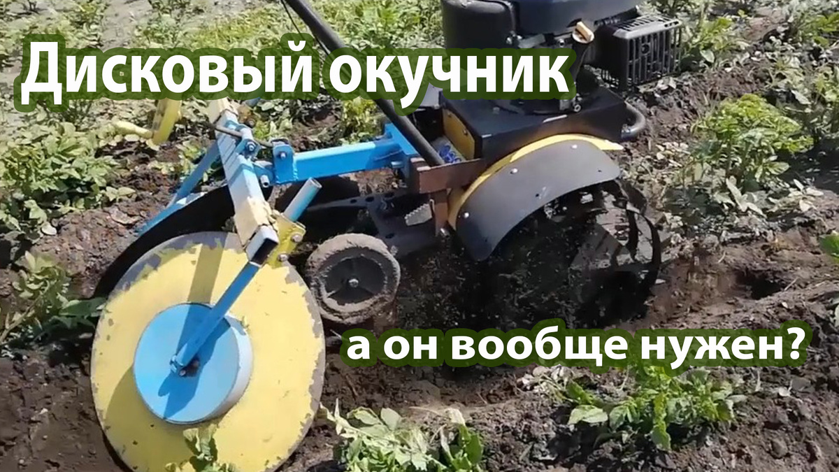Мой самодельный дисковый окучник в работе.