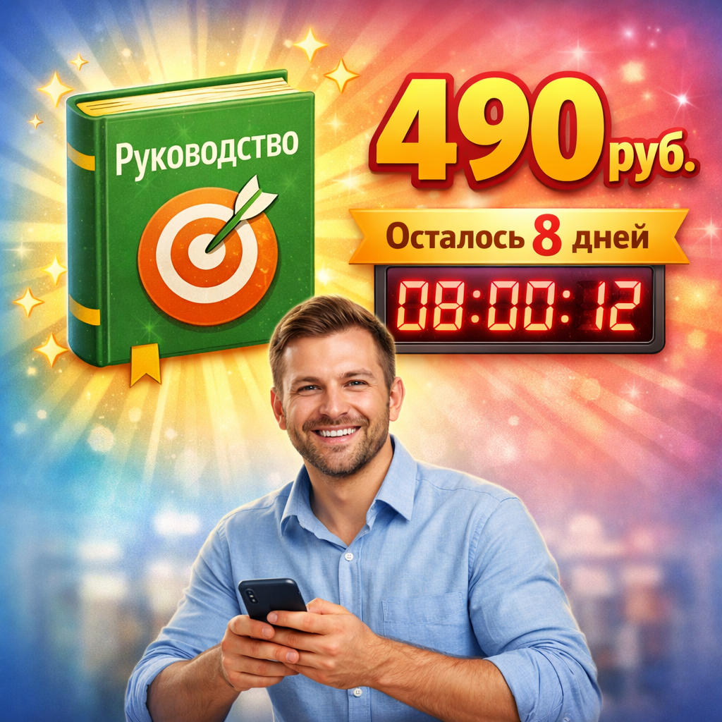 Сейчас Руководство стоит 490 руб. вместо 990 руб.
Но скидка действует только до 15 апреля