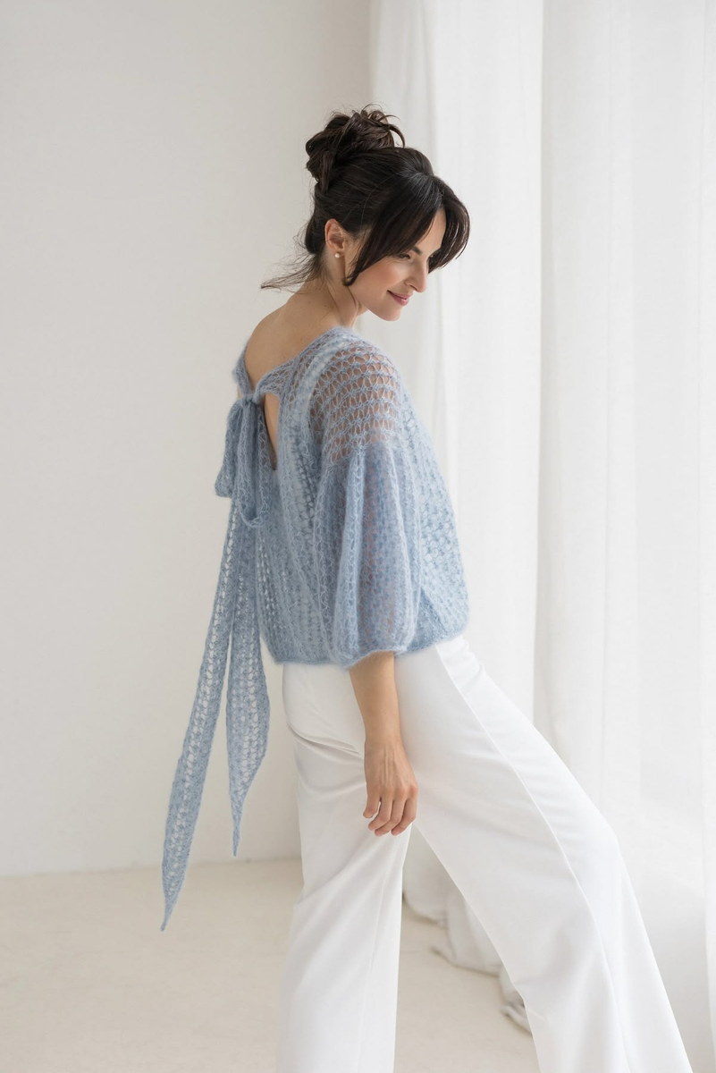 джемпер из кид мохера спицами