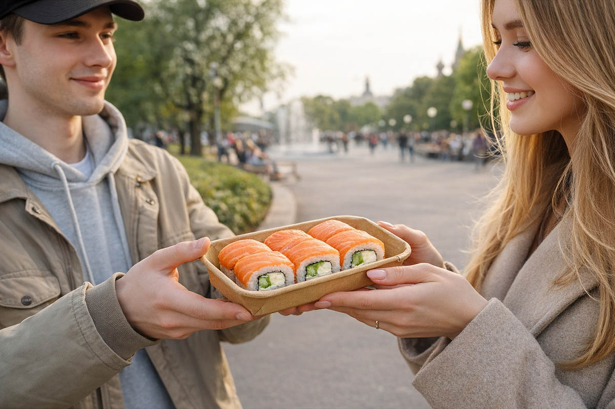 Бумажный контейнер Sushi Box – изготовлен из качественного картонного материала, который обеспечивает надежную защиту продуктов и сохраняет их свежесть. Подробнее – на сайте: https://green-ant.ru/catalog/konteynery-sushi-box.html