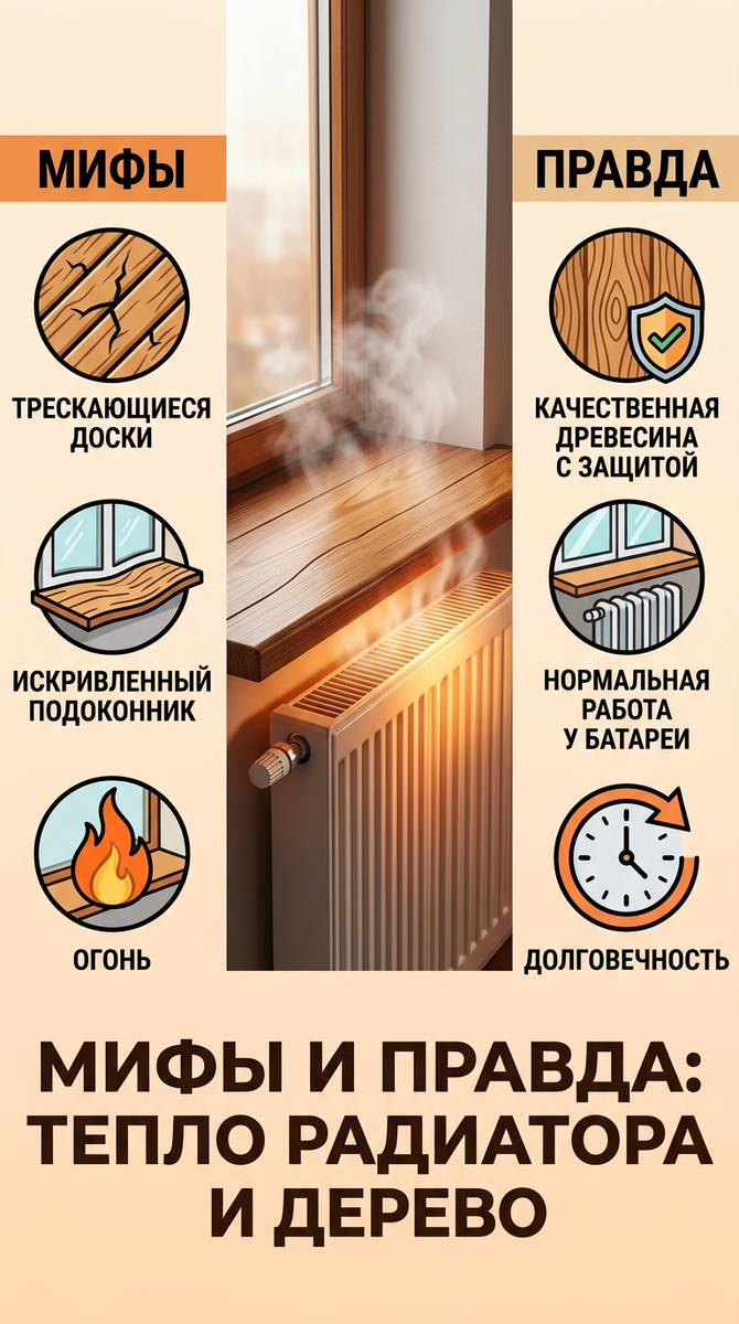 Что происходит с деревом рядом с батареей: мифы и реальность про трещины 🔥🌳