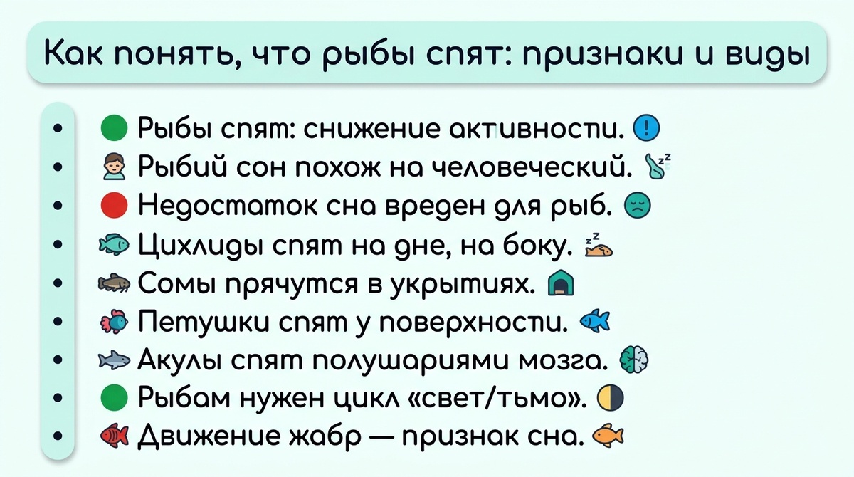 Как понять, что рыбы спят: признаки и виды  📷
