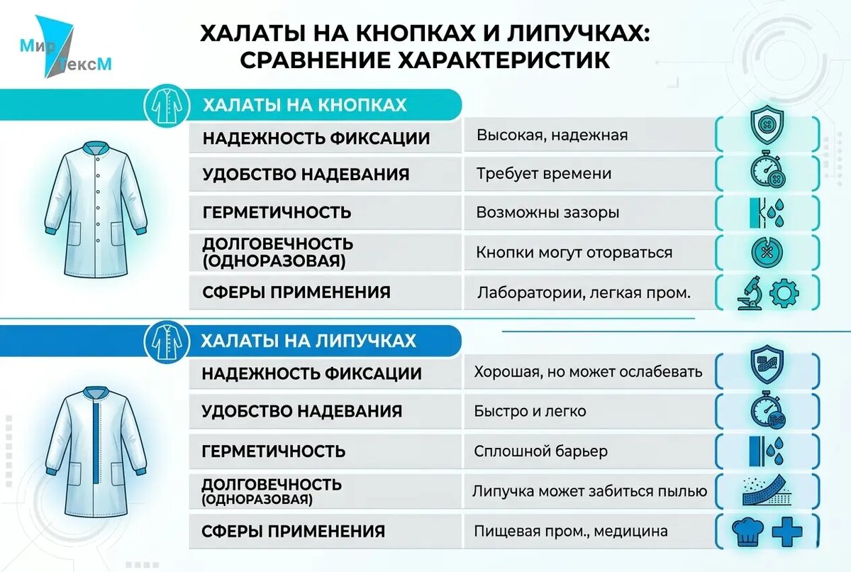 Отличия застежек для халатов