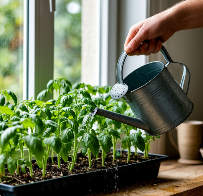рассада томатов после пикировки