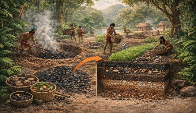 Индейцы Амазонии превращали бедные рыжие почвы в плодородную terra preta, добавляя древесный уголь, органику и черепки. Такая смесь удерживает влагу и питание — и остаётся продуктивной сотни лет.  📷

