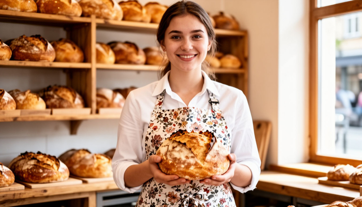 Фото ии. За прилавком стояла невысокая девушка-продавец с миловидной внешностью