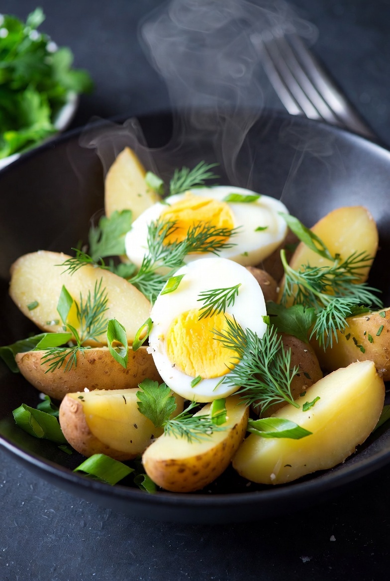 Картошка с яйцами и зеленью