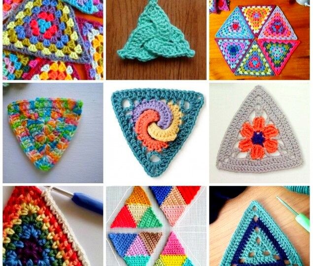 Треугольные мотивы крючком: 10 вариантов со схемами