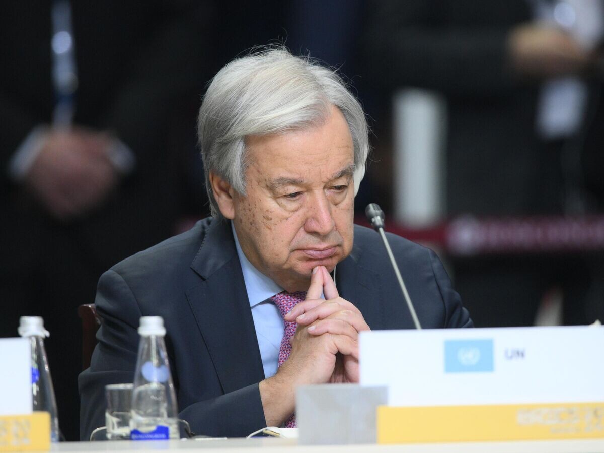    Генеральный секретарь ООН Антониу Гутерреш на пленарном заседании XVI саммита БРИКС в формате "аутрич" / "БРИКС плюс" | © Фотохост-агентство brics-russia2024.ru