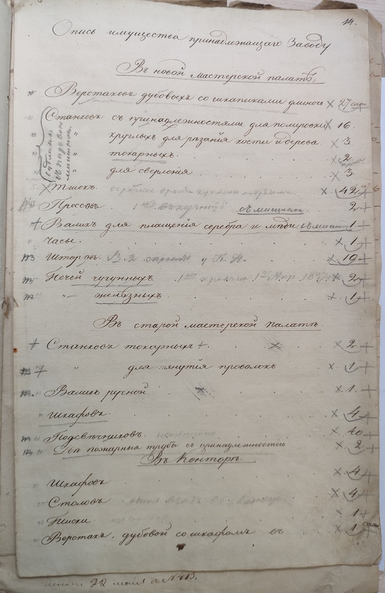 Опись имущества Инструментального завода СПб 1829 г.