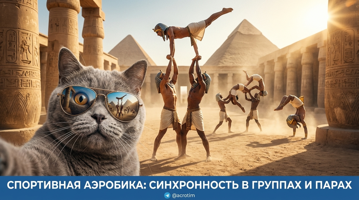    Синхронное выполнение элементов в спортивной аэробике. Тренер